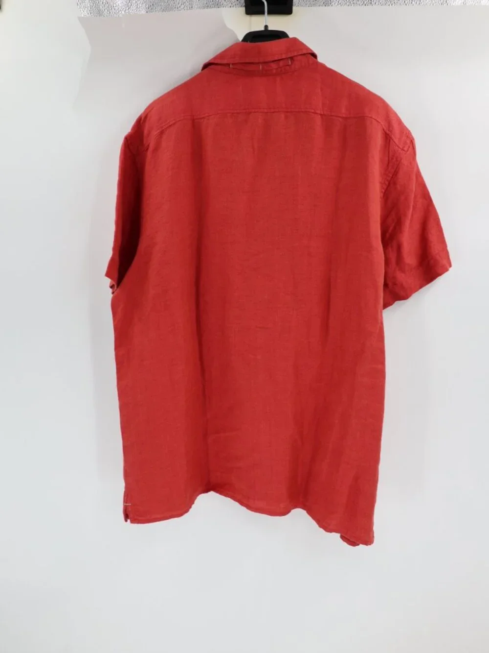 NWT Banana Republic Camp Shirt Mens Large Linen Relaxed Short Sleeve loop collar